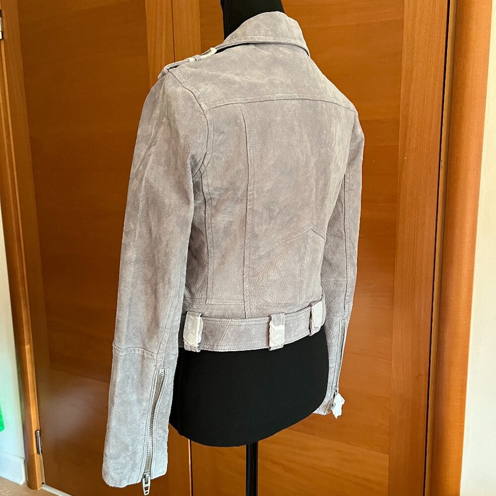 BLANK NYC Leather Moto Jacket in Cloud Grey Suede Size S NWT - Picture 7 of 9